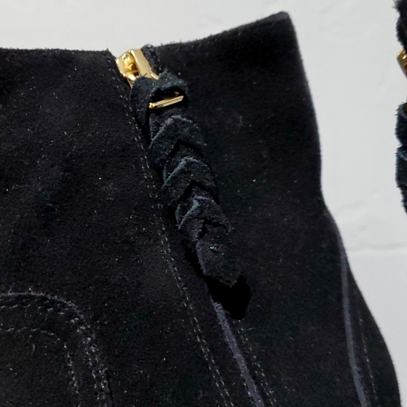 JOIE Leather SUEDE BLACK WEDGE Boots SIZE 41 POINTED ROUND TOE - Picture 2 of 13